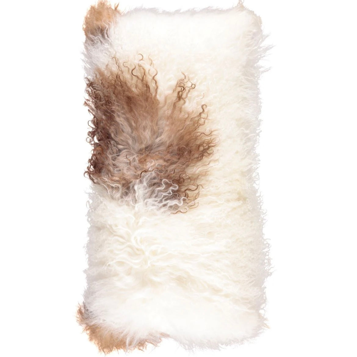 Coussin en peau de mouton Tibétain - Marron et beige