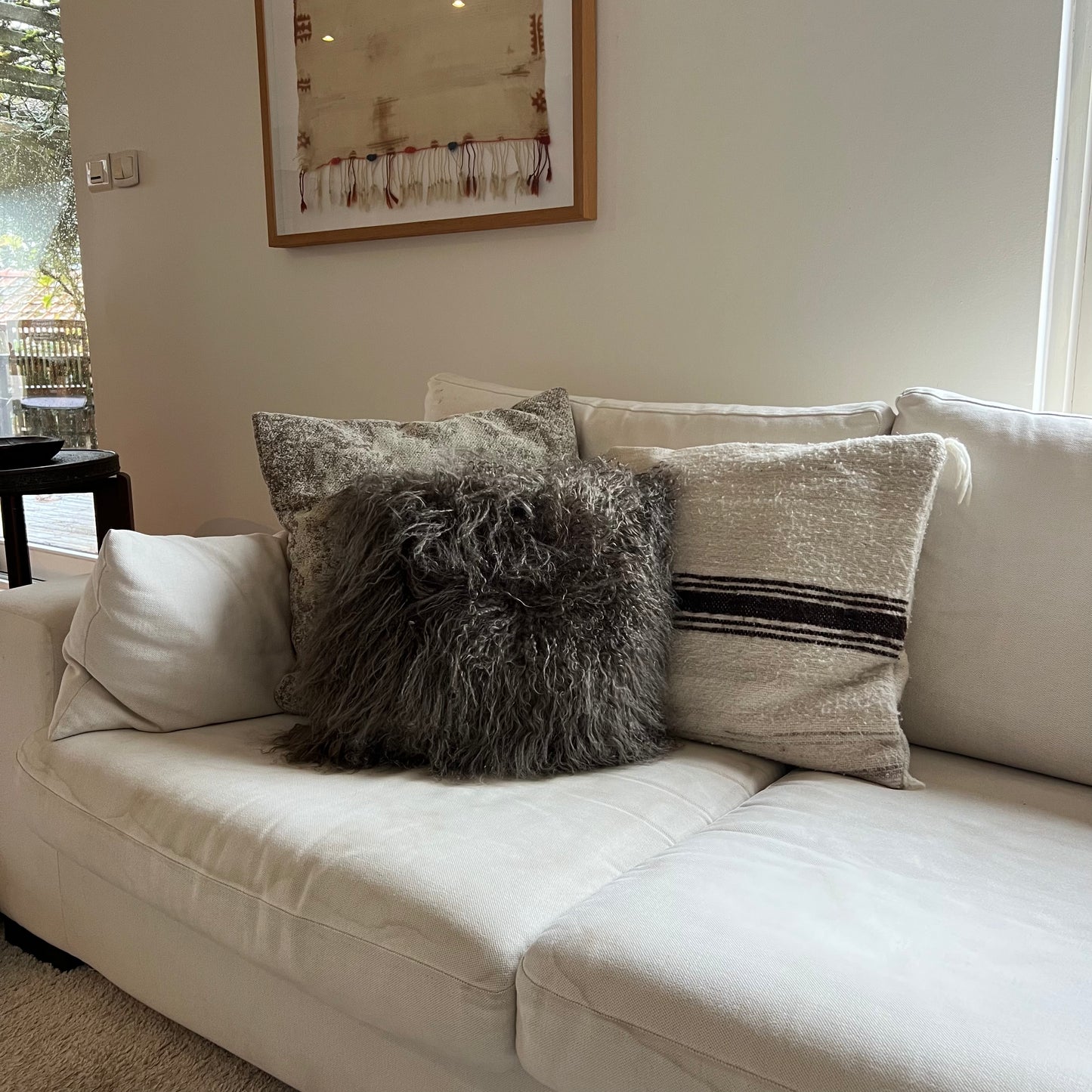 Coussin en peau de mouton Tibétain - Taupe