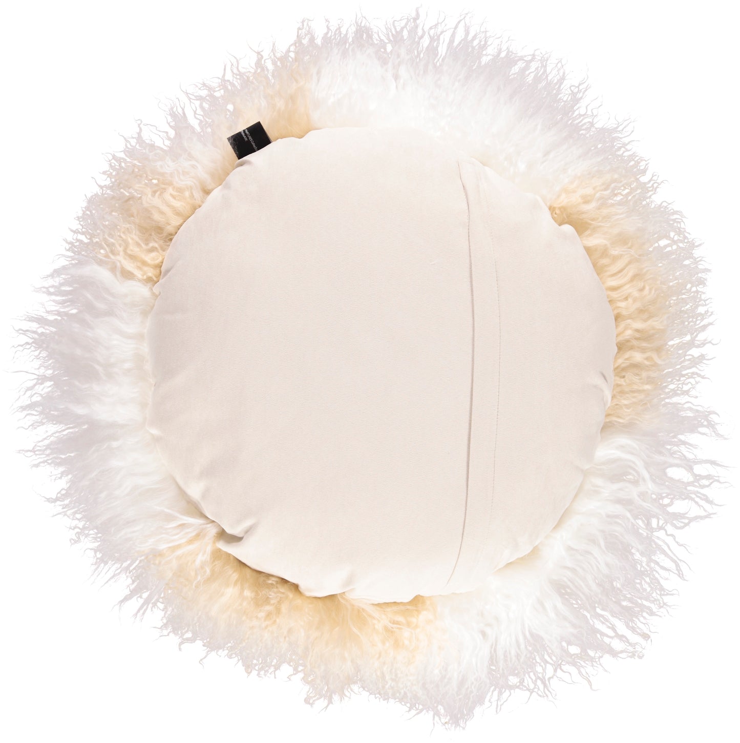 Coussin en peau de mouton Tibétain - Blanc et crème Ø38