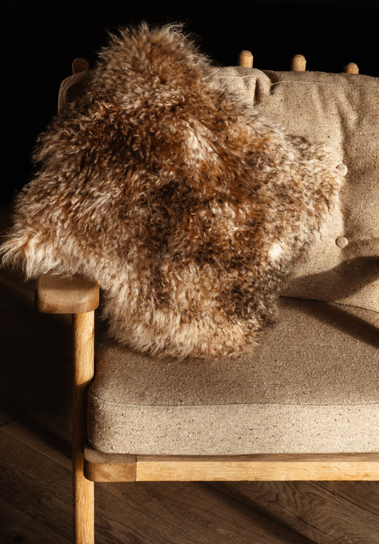 Coussin en peau de mouton Tibétain - Couché de soleil