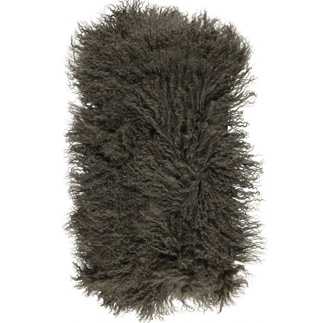 Coussin en peau de mouton Tibétain - Vert foncé